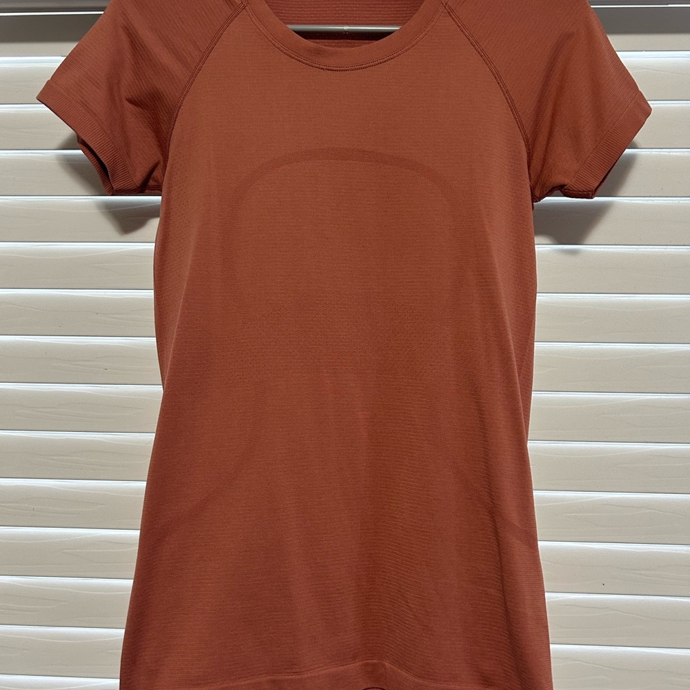 lululemon athletica Orange and Brown Fitted Raglan T-shirt